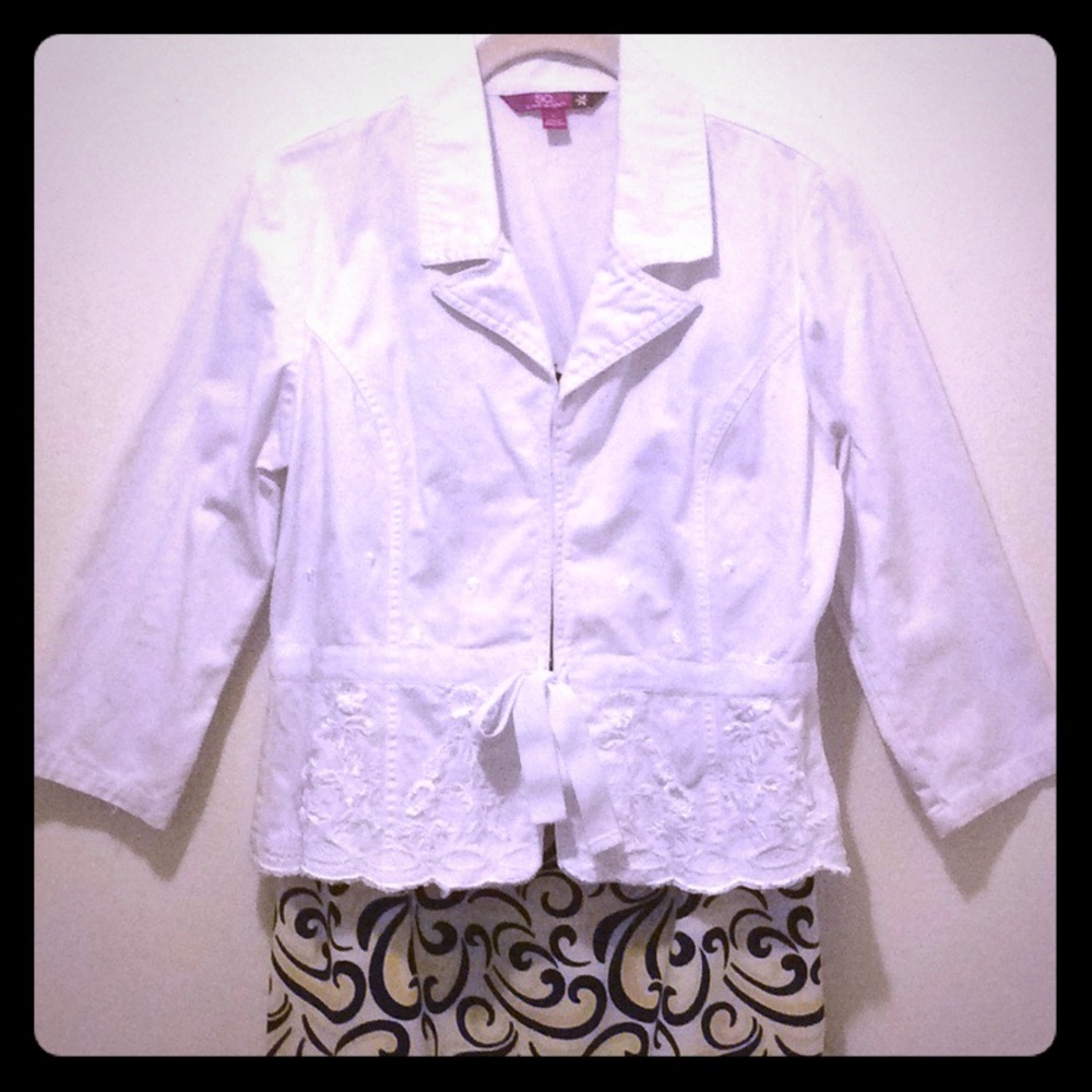 SO Embroidered White Denim Jacket/Blazer